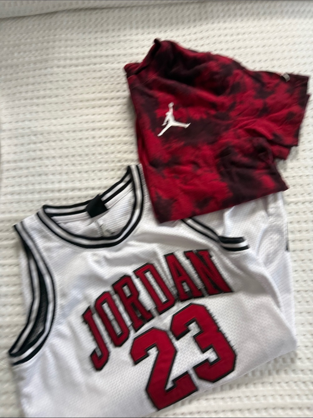 Jordan Kids White & Red Basketball Jersey with bonus t shirt